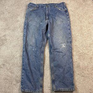 Carhartt Blue Fleece Lined Denim Jeans Men’s Size 42 X 32